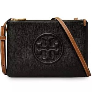 Tory Burch Black Crossbody with Tan Strap